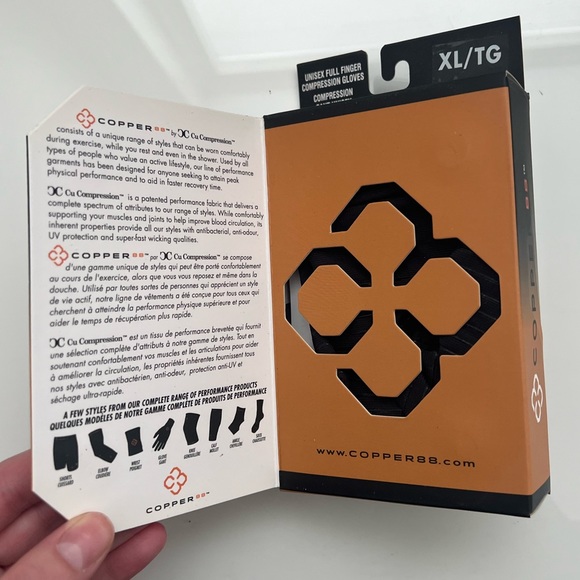 New in the box Copper 88 Full Finger Compression Gloves size extra large - Picture 2 of 8